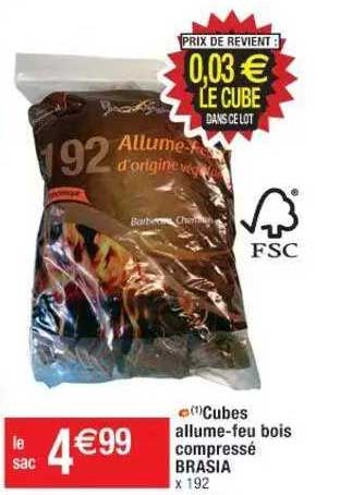 cubes allume-feu bois compressé brasia