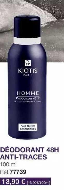 déodorant 48h anti-traces kiotis homme