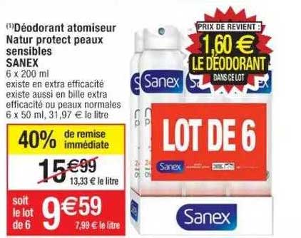 déodorant atomiseur natur protect peaux sensibles sanex