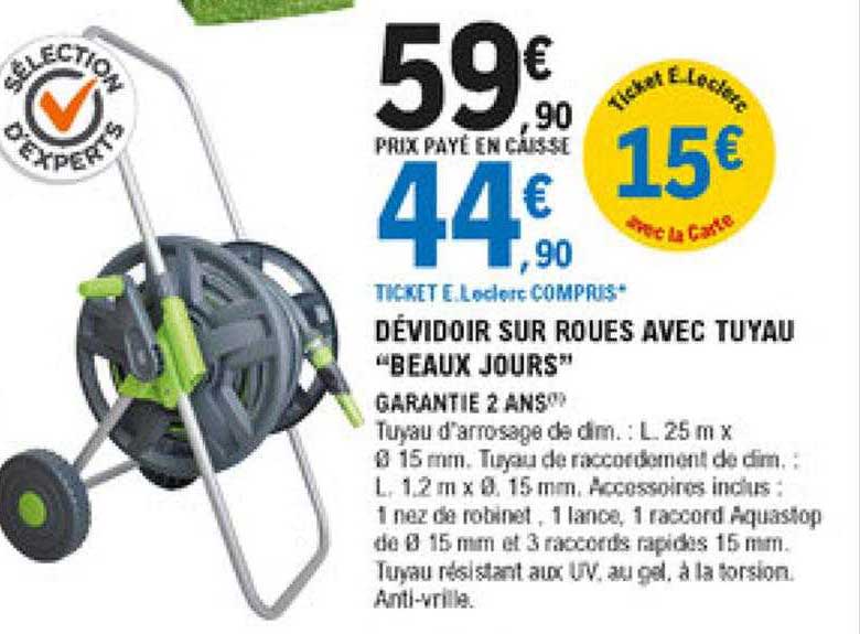 dévidoir sur roues avec tuyau "beaux jours"