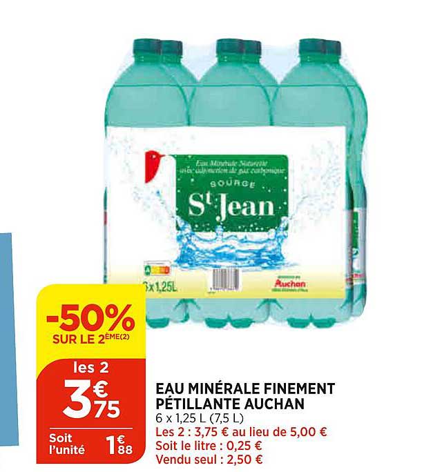 eau minérale finement pétillante auchan
