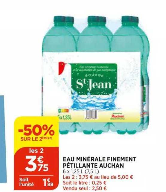eau minérale finement pétillante auchan