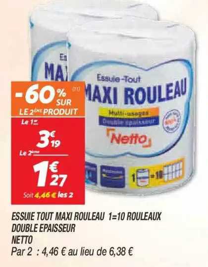 essuie tout maxi rouleau 1=10 rouleaux double épaisseur netto