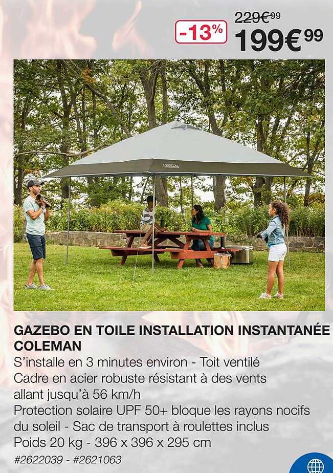gazebo en toile installation instantanée coleman