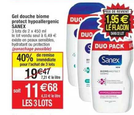 gel douche biome protect hypoallergenic sanex