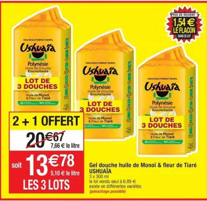 gel douche huile de monoï & fleur de tiaré ushuaïa
