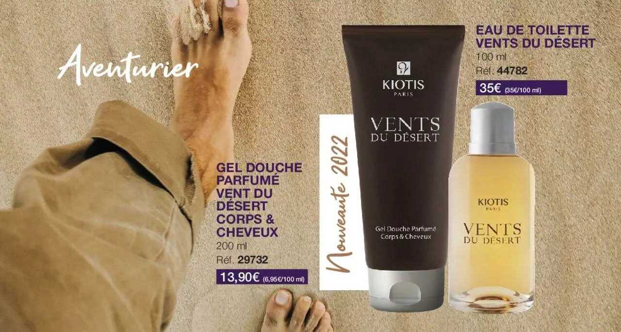 gel douche parfumé vent du désert corps & cheveux, eau de toilette vents du désert kiotis