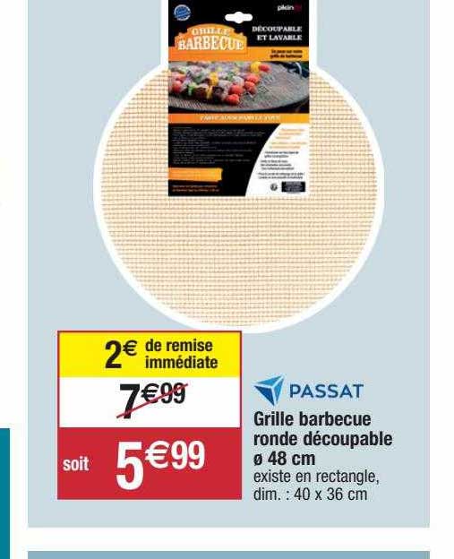 grille barbecue ronde découpable ø 48cm passat