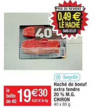 haché de bœuf extra tendre 20% m.g. chiron