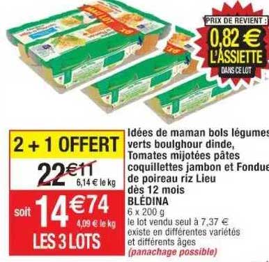 idées de maman bols légumes verts boulghour dinde, tomates mijotées pâtes coquillettes jambon et fondue de poireau riz lieu dès 12 mois blédina