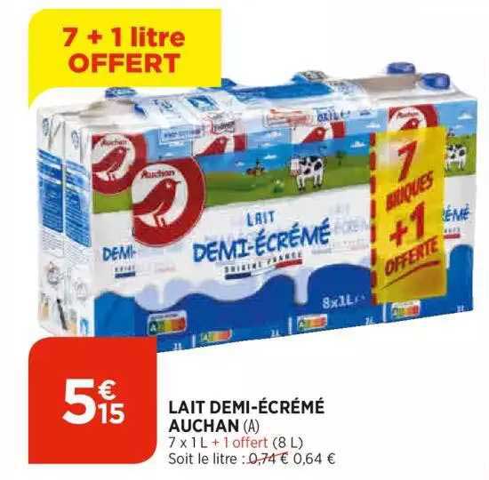 lait demi-écrémé auchan