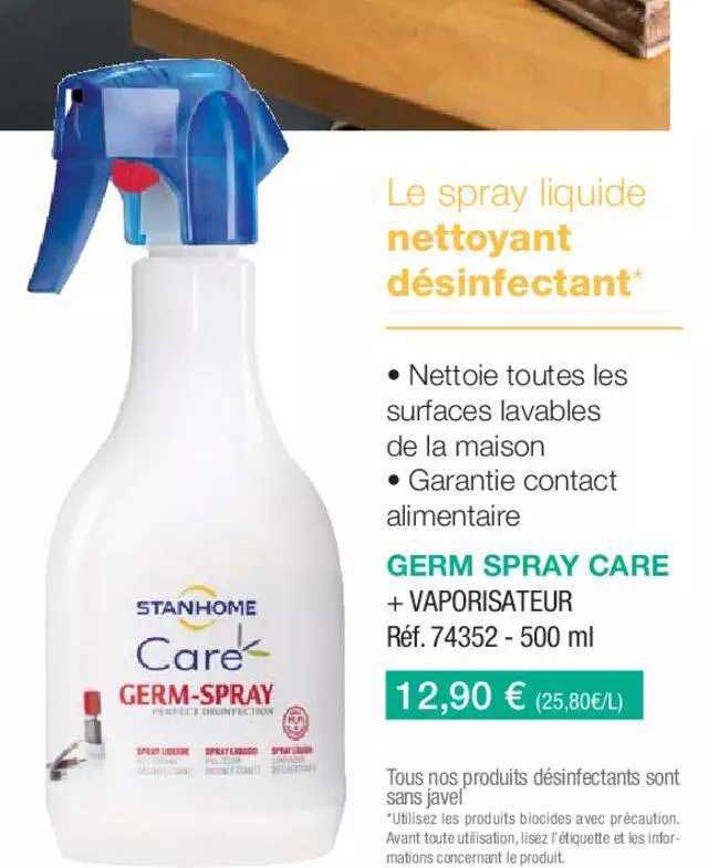 le spray liquide nettoyant désinfectant stanhome
