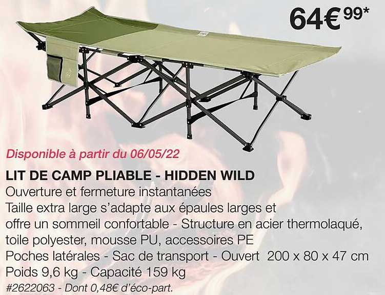 lit de camp pliable - hidden wild