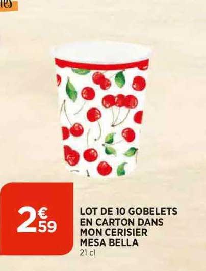 lot de 10 gobelets en carton dans mon cerisier mesa bella