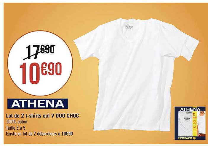 lot de 2 t-shirts col v duo choc athena
