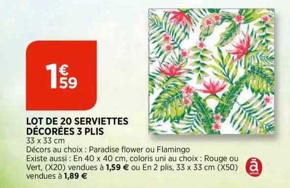 lot de 20 serviettes décorées 3 plis