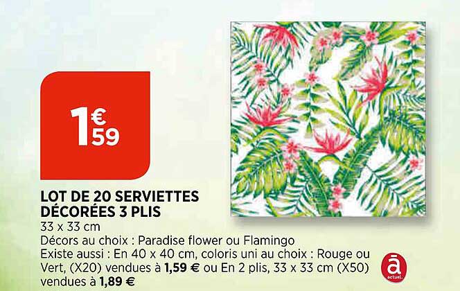 lot de 20 serviettes décorées 3 plis