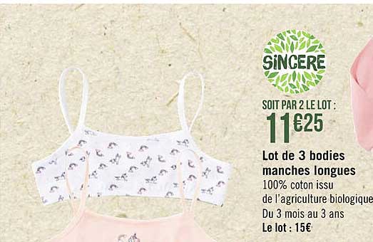 lot de 3 bodies manches longues