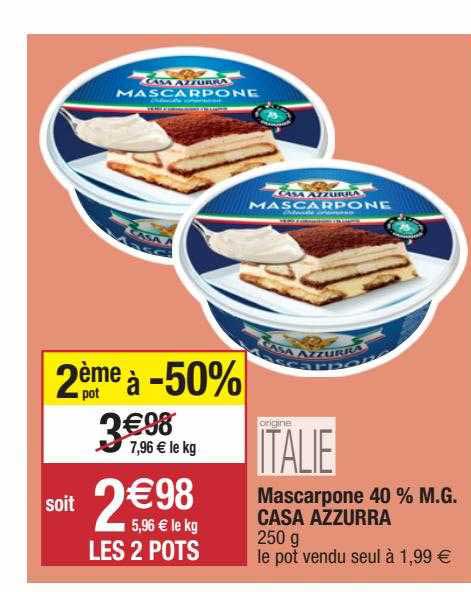 mascarpone 40% mg casa azzurra
