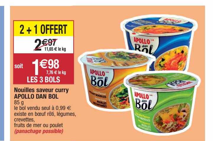 nouilles saveur curry apollo dan bol
