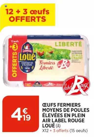 oeufs fermiers moyens de poules élevées en plein air label rouge loué
