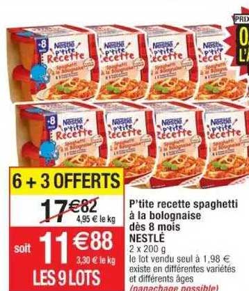 P'tite Recette Spaghetti à La Bolognaise Dès 8 Mois Nestlé