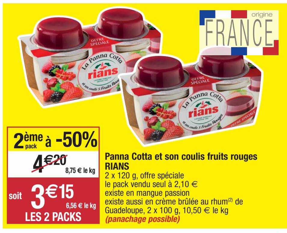 panna cotta et son coulis fruits rouges rians