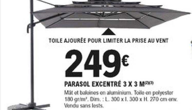 parasol excentré 3 x 3 m