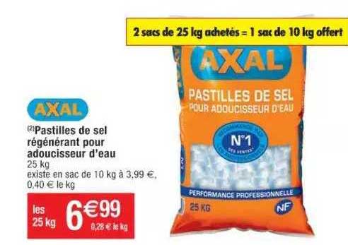 pastilles de sel régénérant pour adoucisseur d'eau axal