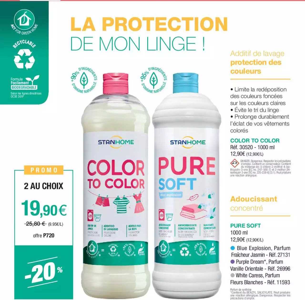 protection des couleurs, adoucissant stanhome