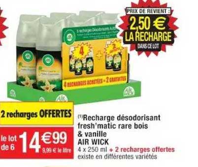 recharge désodorisant fresh'matic rare bois & vanille air wick