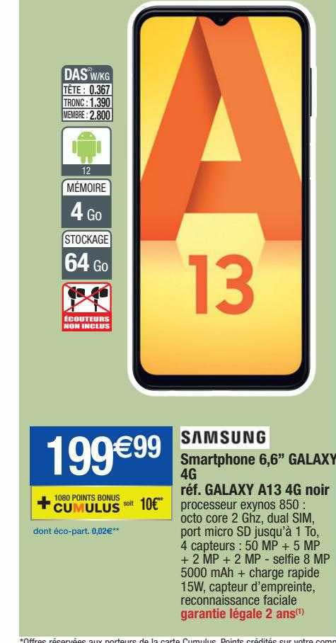samsung galaxy a12 4g noir