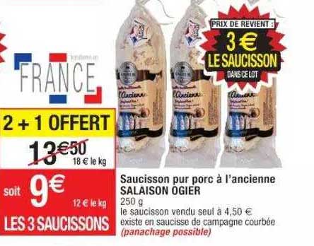 saucisson pur porc à l'ancienne salaison ogier