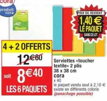 serviettes "toucher textile" 2 plis 38 x 38 cm cora