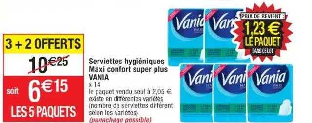 serviettes hygiéniques maxi confort super plus vania