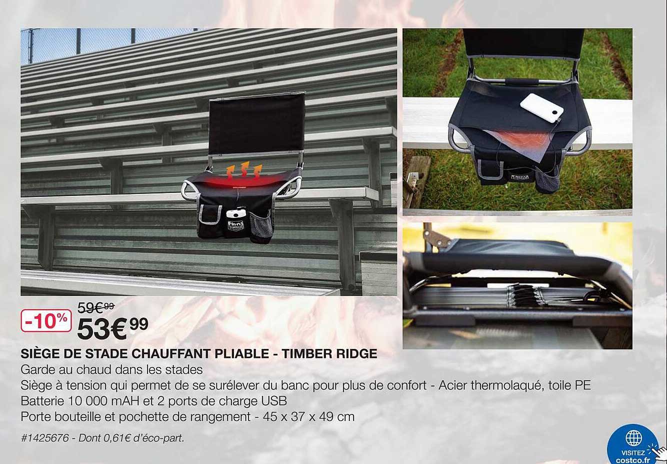 siège de stade chauffant pliable - timber ridge