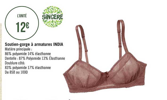 soutien-gorge à armatures india sincère