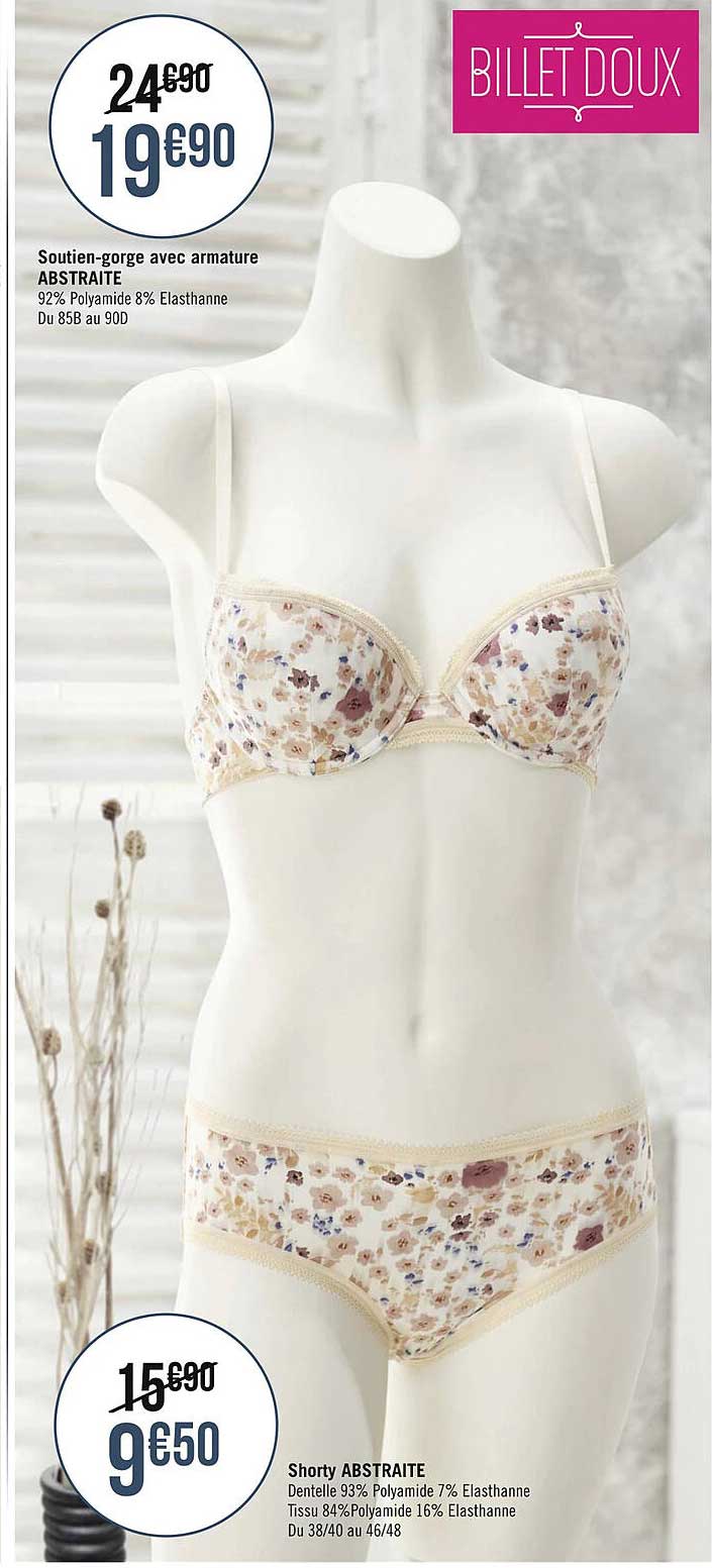 soutien-gorge avec armature abstraite, shorty abstraite billet doux