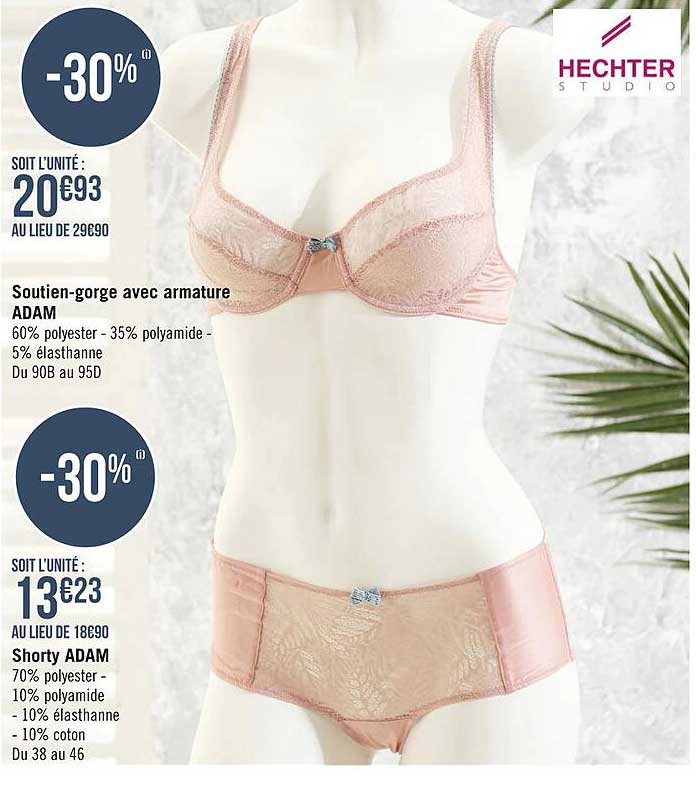soutien-gorge avec armature adam, shorty adam hechter