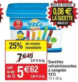 sucettes rafraîchissantes à congeler yeti
