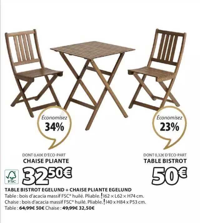 Table Bistrot Egelund + Chaise Pliante Egelund