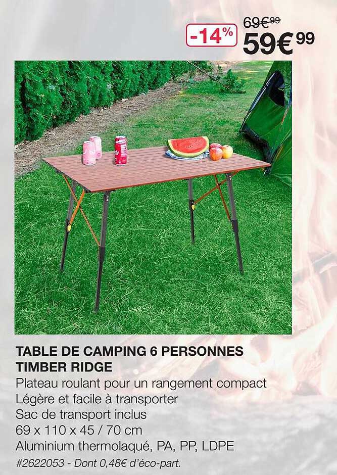 table de camping 6 personnes timber ridge