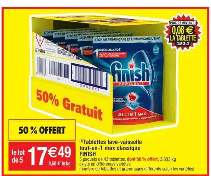 tablettes lave-vaisselle tout-en-1 max classique finish