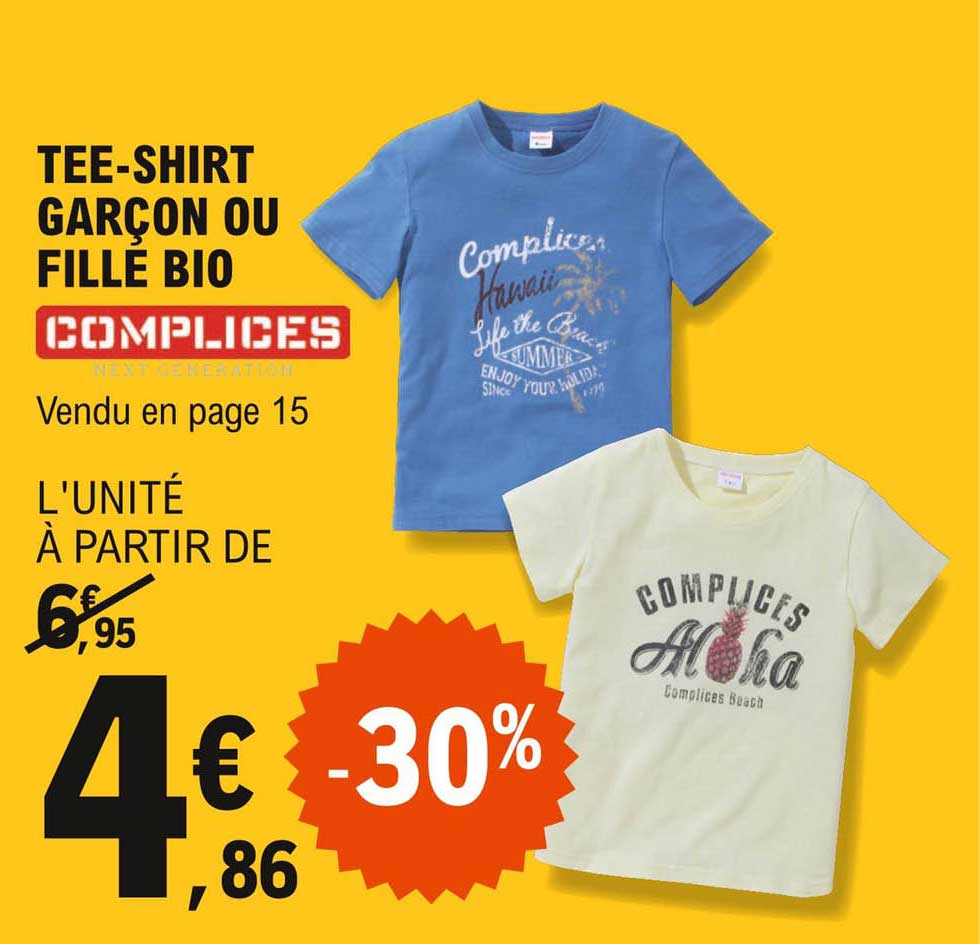 tee-shirt garçon ou fille bio complices