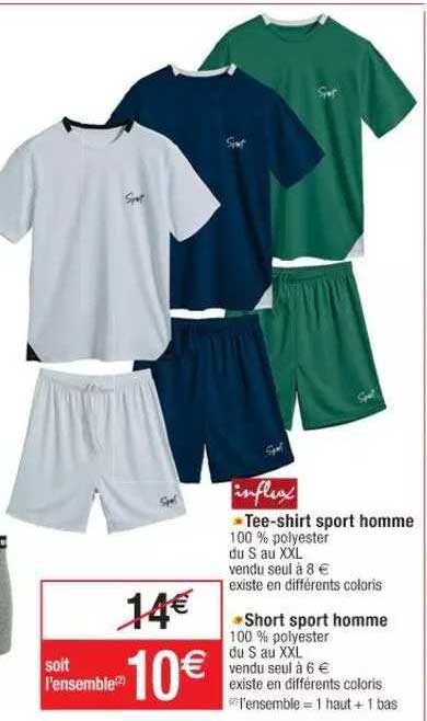 tee-shirt sport homme, short sport homme