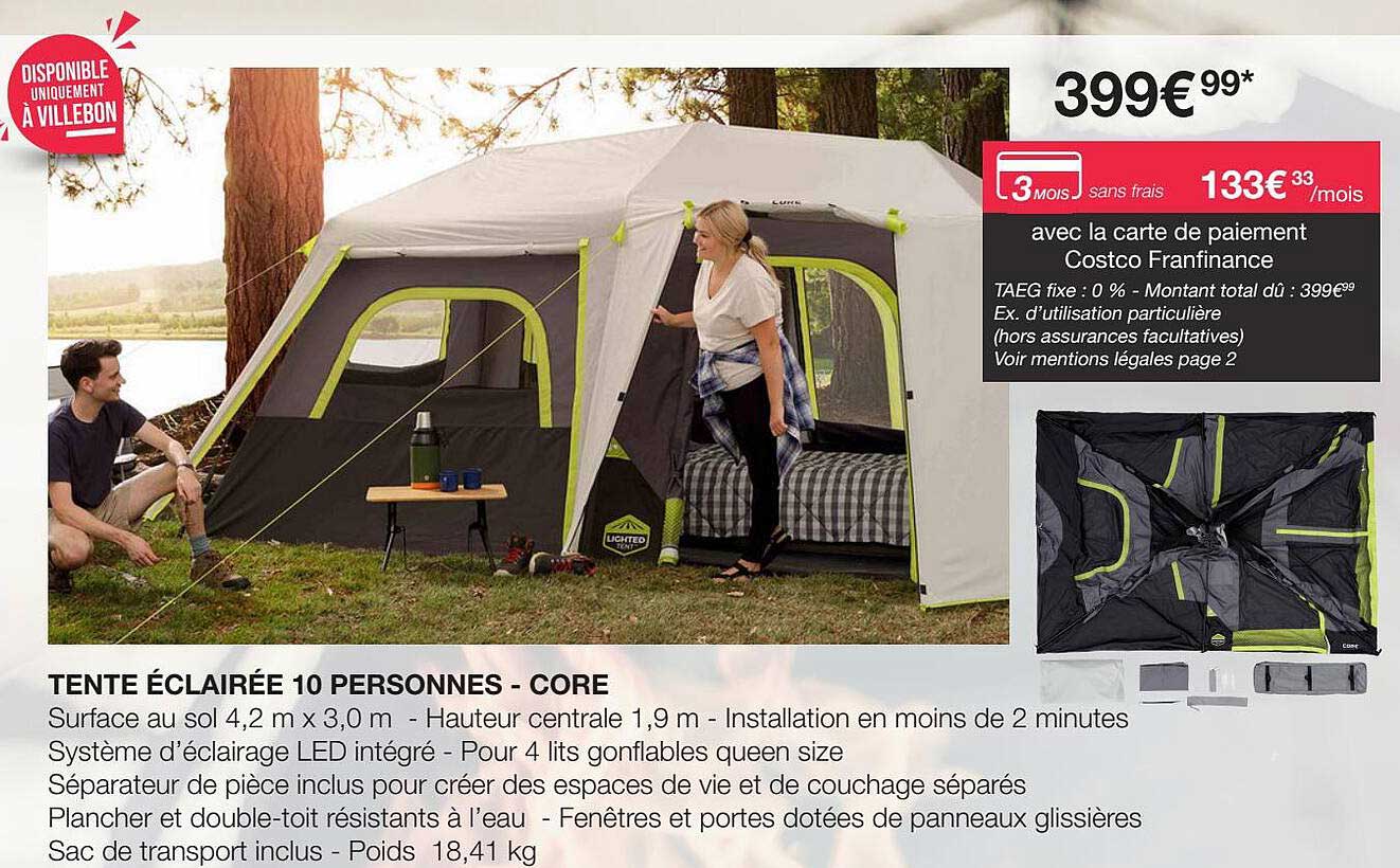 Tente éclairée 10 Personnes - Core