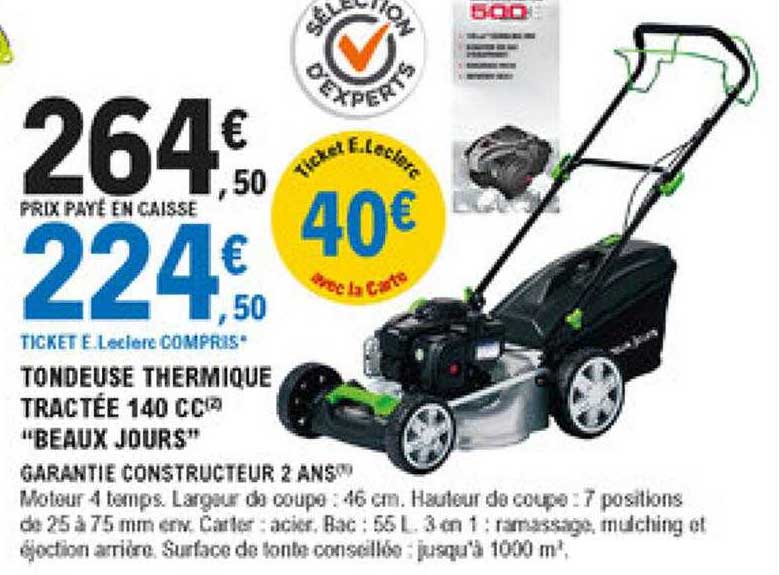 tondeuse thermique tractée 140 cc "beaux jours"