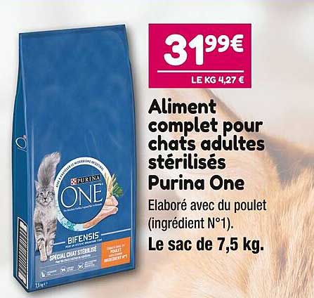 aliment complet pour chat adultes stérilisés purina one