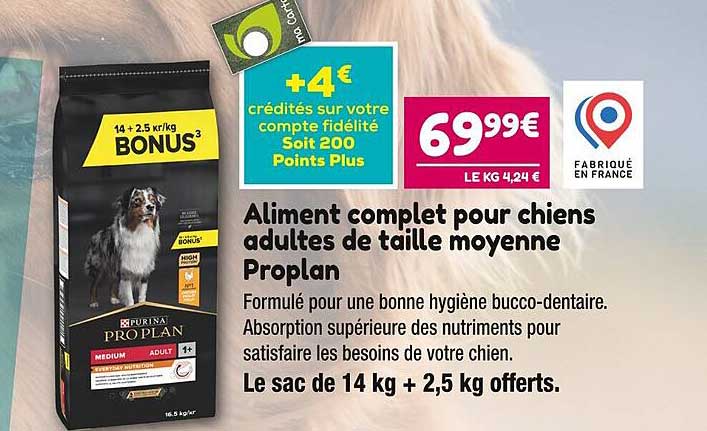 aliment complet pour chiens adultes de taille moyenne proplan