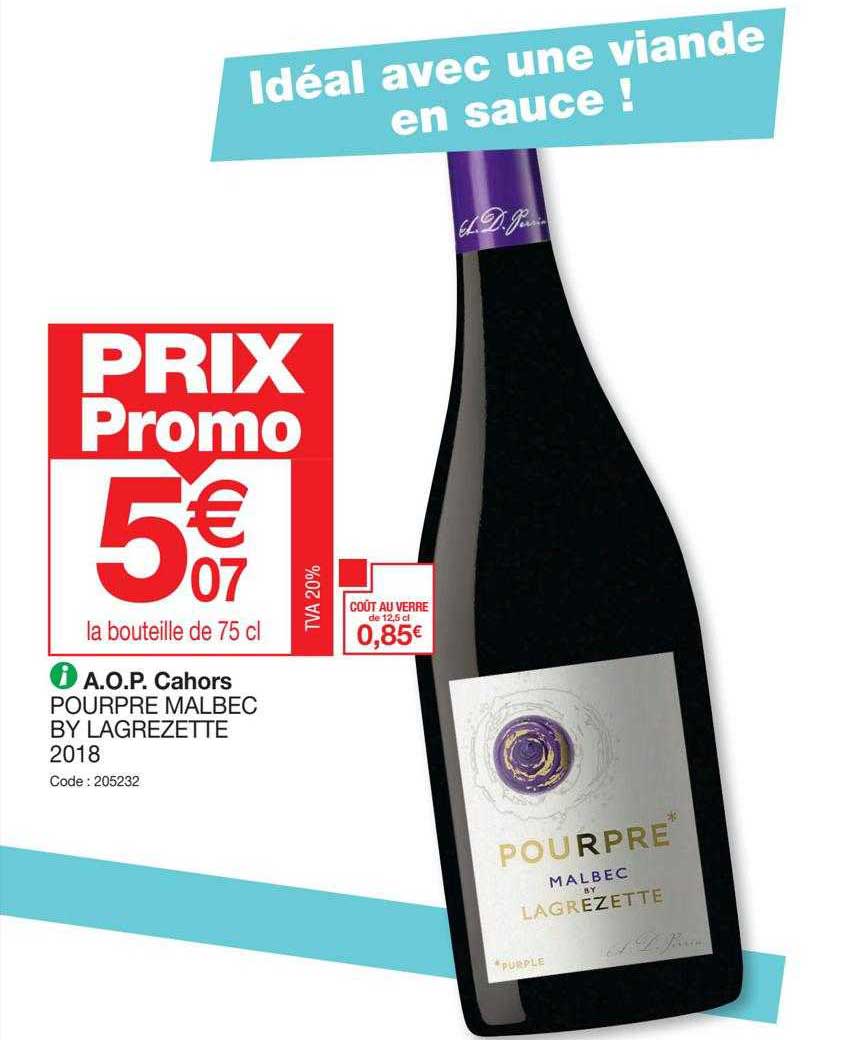 aop cahors pourpre malbec by lagrezette 2018
